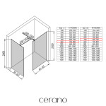 CERANO - Sprchová zástena Walk-in Onyx TL/P - 8 mm - hranatá vzpera - čierna matná, bronzové sklo - 80x70x200 CER-686959