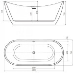 MEXEN - LOTOS voľne stojaca vaňa 160x75, biela/čierna bez krytky prepadu a zátky 52051607775-SS