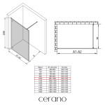 CERANO - Sprchová zástena Walk-in Moreli Ľ/P - 8 mm - čierna matná, transparentné sklo - 100x200 CER-417614