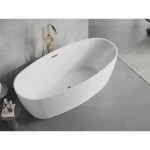 MEXEN/S - Lira voľne stojaca vaňa vzor 170 x 80, biela, sifón a prepad zlatá 52831708000-50