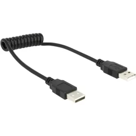 DeLock USB A USB A čierna / Špirálový kábel / USB 2.0 / 0,2-0,6 m (83239)