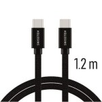 SWISSTEN TEXTILE dátový kábel USB-C - USB-C 1.2m čierna (71527201)