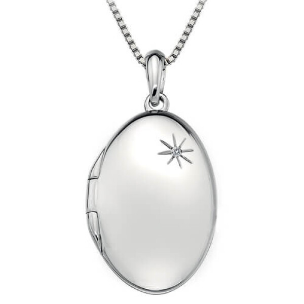 Hot Diamonds Strieborný náhrdelník Hot Diamonds Memoirs Oval Locket DP493 (retiazka, prívesok)