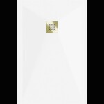 MEXEN/S - Stone+ obdĺžniková sprchová vanička 130 x 90, biela, mriežka zlatá 44109013-G