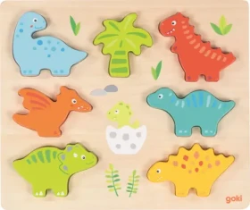GOKI Drevená vkladačka Dinosaury