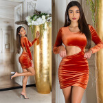 Sexy Koucla velvet look Partydress with cut out black Einheitsgroesse