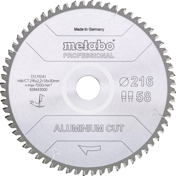 Metabo ALUMINIUM CUT PROFESSIONAL 628296000 pílový kotúč 190 x 30 x 1.8 mm Počet zubov (na palec): 52 1 ks; 628296000