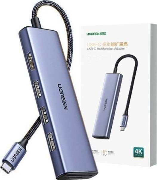 Ugreen Adapter HUB UGREEN CM511 USB-C do HDMI, 3x USB-A 3.0, SD/TF