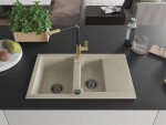 MEXEN/S MEXEN/S - Gaspar granitový drez 1.5 s odkvapkávačom vrátane batérie Flora, béžová 6507-69-670401-57-B