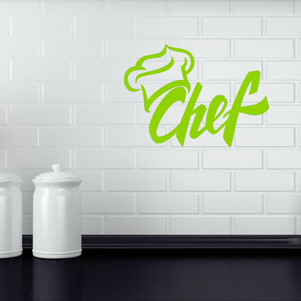 Veselá Stena Samolepka Chef Farba: zelená, Veľkosť: 80 x 55 cm