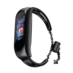 Hurtel Kovový remienok pre XIAOMI Mi Band 3/4/5/6 čierna / Remienok / XIAOMI Mi Band / nerezová oceľ