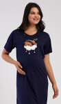Dámska tehotenská nočná košeľa Bear on a Cloud tmavě modrá XL