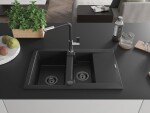 MEXEN/S MEXEN/S - Gaspar granitový drez 1.5 s odkvapkávačom vrátane batérie Flora, čierna 6507-77-670401-07-B