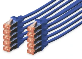 Digitus CAT6 patch kábel modrá / Sieťový kábel / S/FTP / RJ-45 / 0,25 m / 10 ks (DK-1644-0025-B-10)