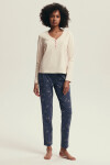DÁMSKE PYŽAMO DELANIE 43698 AW25 ECRU-JEANS L