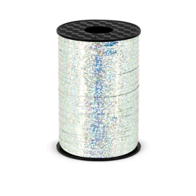 Strieborná holografická stuha 5 mm/225 m - PartyDeco