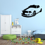 Veselá Stena Samolepka Auto Mustang Farba: biela, Veľkosť: 100 x 62 cm
