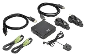 EATON B004-DP2UA2-K čierna / KVM prepínač / 2x DisplayPort / 4K 60Hz / USB Hub / Audio (B004-DP2UA2-K)