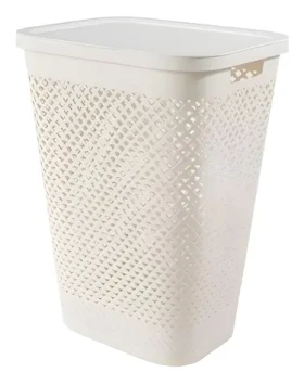 Curver Kôš na bielizeň PURE krémový / 55 l / Výklopné veko / Recyklovaný plast (249816)