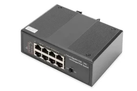 Digitus průmyslový switch 7x Gigabit PoE 240W černá / Switch / Unmanaged / VLAN / DIN lišta (DN-651113)
