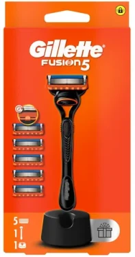 Gillette Fusion5 / Pánsky holiaci strojček / 5 čepelí / 5 náhradných hlavíc / stojanček (80780903)