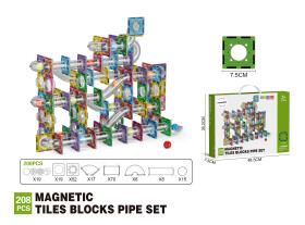 Mamido Mamido Farebná magnetická stavebnica guľôčková dráha 208 dielov MT1466