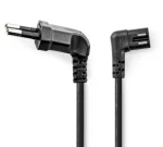 Nedis napájací kábel Euro(M) - IEC-320-C7 uhlový 2 m čierny / Napájací kábel / Uhlový ľavý / Plochý PVC (CEGL11055BK20)