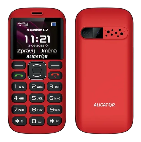 Aligator A720 4G Senior čierno-čevená / 1.8 TFT / SOS tlačidlo / nabíjací stojanček / SOS lokátor / FM rádio (A720RB)