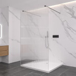 CERANO - Sprchová zástena Walk-in Onyx Duo Ľ/P - 8 mm - hranatá vzpera - čierna matná, ryhované sklo - 150x200 CER-8050BD1910