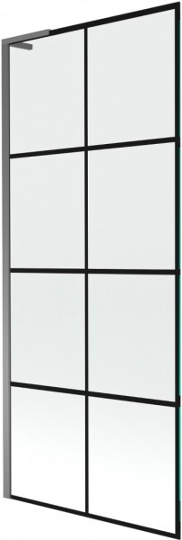 MEXEN/S - Next L vaňová zástena FIX 80 x 150, čierna vzor, grafit metal 895-080-000-03-77-95