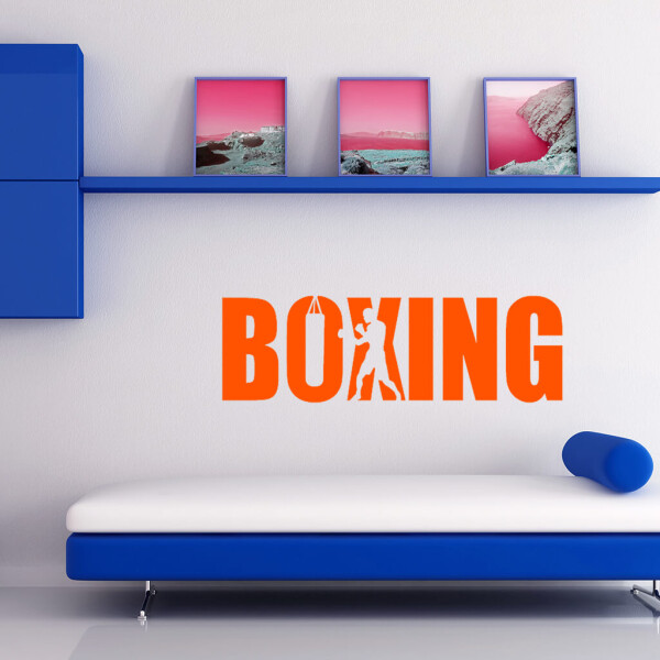 Veselá Stena Samolepka Nápis boxing Farba: oranžová, Veľkosť: 40 x 12 cm