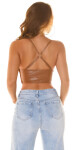 Sexy Koucla leather look Crop Top with lacing black L