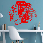 Veselá Stena Samolepka Hokejový tím Chicago Blackhawks Farba: šedá, Veľkosť: 100 x 87 cm