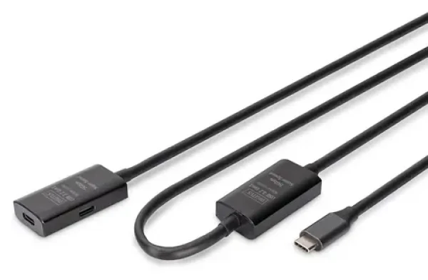 Digitus DA-73109 čierna / Aktívny predlžovací kábel USB-C / USB 3.2 Gen1 5 Gbit/s / 10 m (DA-73109)