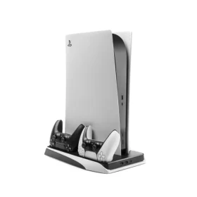 FIXED Multifunkčná stanica pre PlayStation chladením nabíjaním pre dva ovládače DualSense čierno-biela