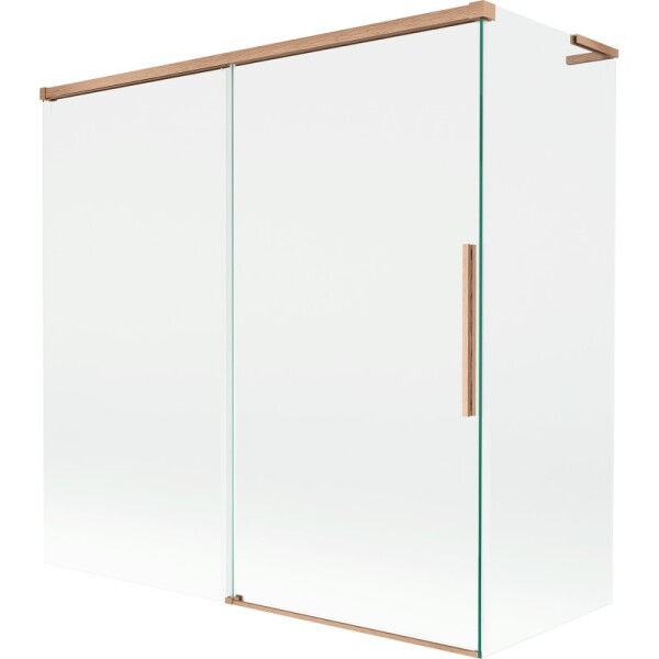 MEXEN/S - Rox L vaňová zástena 2-krídlová posuvná 160 + 70 x 150, transparent, meď kartáčovaná 8C9L-160-070-65-00