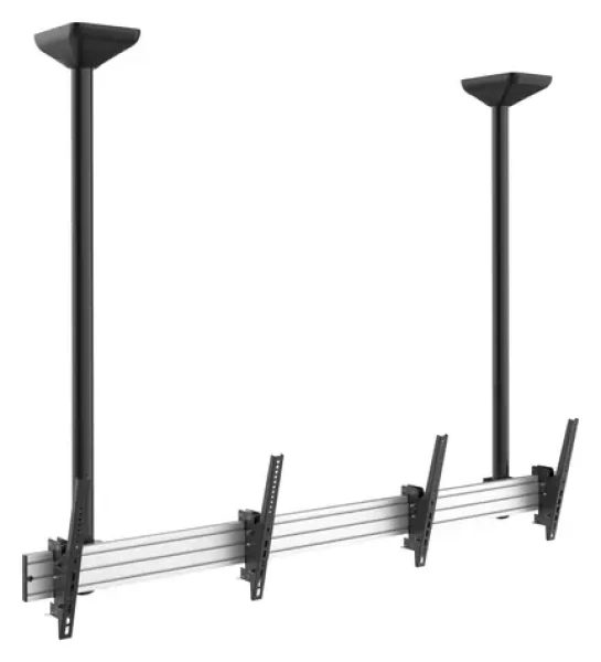Equip Stropný držiak 2x TV 45-55" čierna/strieborná / Stropný držiak TV / VESA 600x400 / nosnosť 100 kg / náklon 0 až -20° (650373)