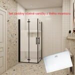 H K - Sprchovací kút MELODY BLACK LINE R108, 100x80 so zalamovacími dverami vrátane sprchovej vaničky z liateho mramoru MBLINER108/THOR-10080