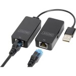 Digitus USB 2.0, počítač, myš, sieťový, notebook, klávesnica / myš adaptér [1x USB 2.0 zásuvka A, USB 2.0 zástrčka A - 2x RJ45 zásvuka, RJ45 zásvuka 8p8c]; DA-70141