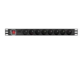 Lanberg PDU do racku čierna / Zásuvková lišta do racku / 1U / 19" / 8x zásuvka typu E (FR) / 16 A / 2 m (PDU-08E-0200-BK)