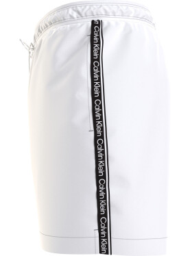 Pánske plavky Medium Drawstring Swim Shorts Logo Tape KM0KM00741YCD biela Calvin Klein