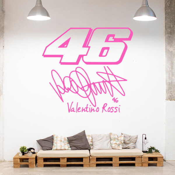 Veselá Stena Samolepka Valentino Rossi 46 Farba: růžová, Veľkosť: 100 x 93 cm