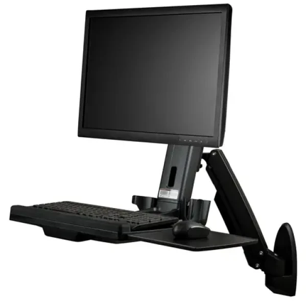StarTech Nástenný sit-stand držiak monitora čierna / Nástenný držiak monitora / VESA 75x100 / nosnosť 8 kg / rotácia 360° (WALLSTS1)