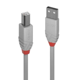 Lindy Anthra Line sivá / Kábel USB / USB 2.0 Typ A - Typ B / M/M / 3 m / 480 Mbit/s (36684)