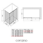 CERANO - Sprchovací kút Lantono - pravá - 8 mm - Soft-Close - chróm, mliečne sklo - 170x80 - posuvný CER-665611
