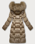 Béžová dámska zimná bunda s opaskom S'West (B8305-12) odstíny béžové M (38)