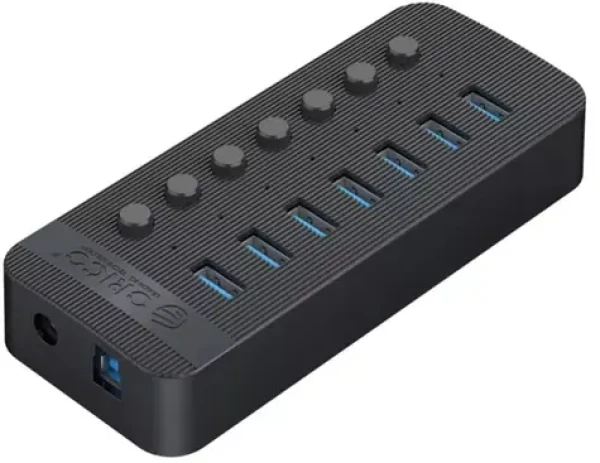 Orico aktívny USB hub 7x USB-A čierna / USB hub / 5 Gbps / BC 1.2 / 24W nabíjanie (CT2U3-7AB-EU-BK-BP)