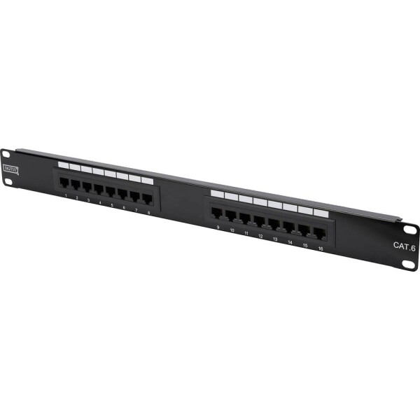 DIGITUS Patch panel, CAT6, 19 , 16xUTP RJ45, čierny