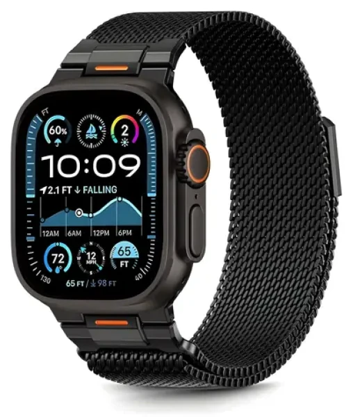 Tech-Protect Milano Vanguard čierna / Remienok pre Apple Watch / milánsky ťah / 44/45/46/49 mm