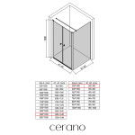 CERANO - Sprchovací kút Antelo L - Ľ/P - 6 mm - čierna matná, transparentné sklo - 140x30 - otočný CER-666388